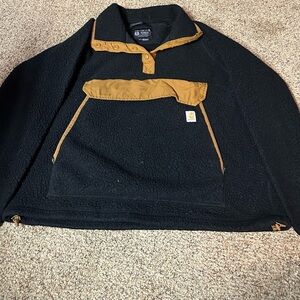 Carhartt Black Sherpa Jacket with Tan Lining Trim